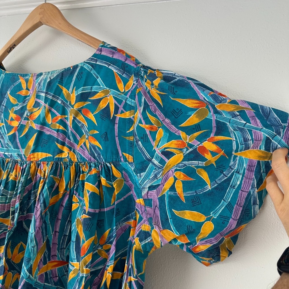 Vintage WINLAR Floral Kaftan Dress 3X Bird of paradise resort colorful MuuMuu - Picture 10 of 15